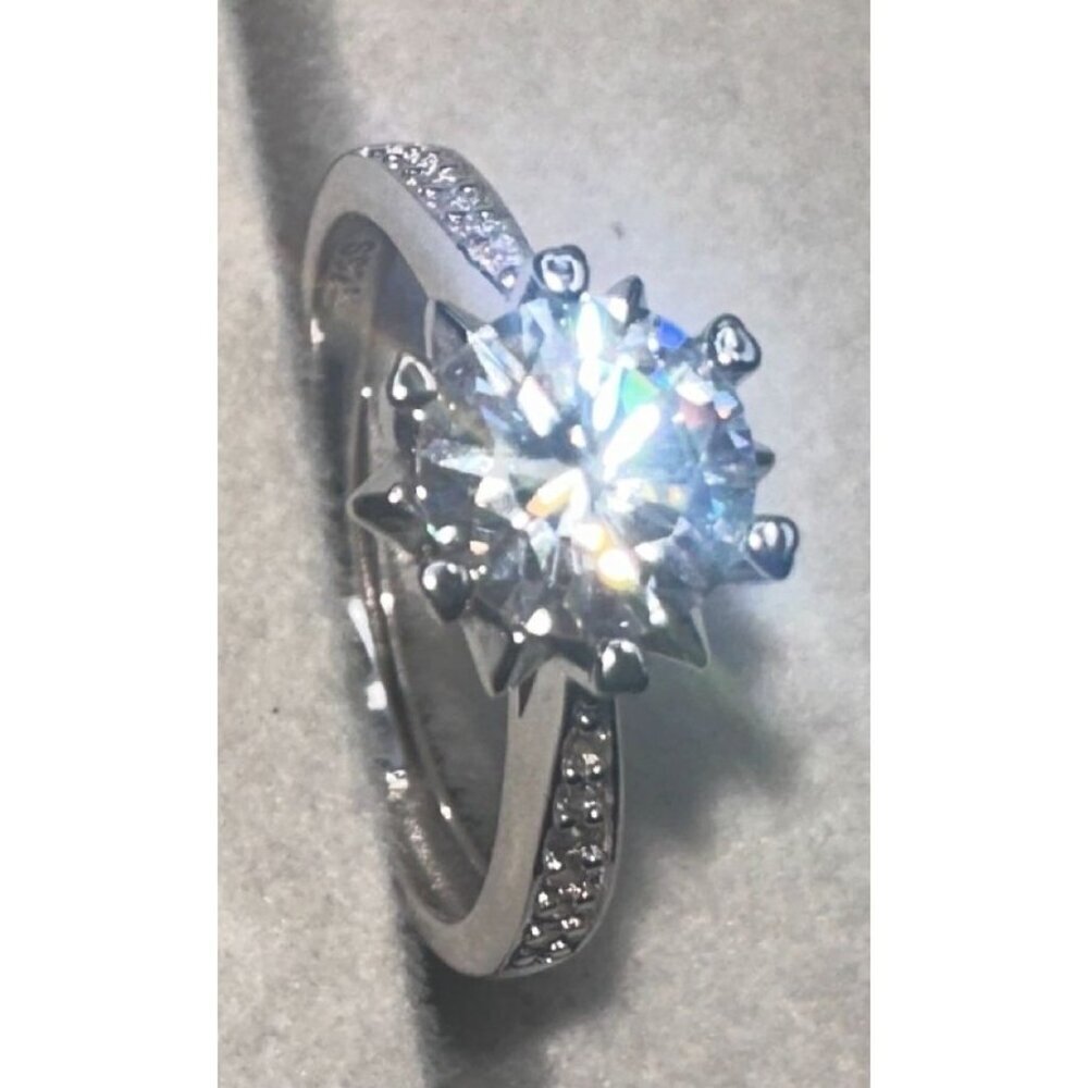 Moissanite Engagement Ring 1 Ct D Color 65 Mm Sterling Silver